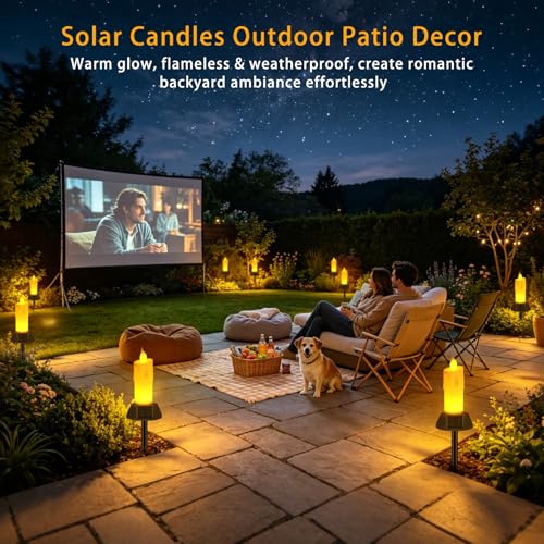 Flameless Grave Candles for Cemetery, Memorial Remembrance Climbing Flame Candles, Solar Powered Waterproof Outdoor Plastic Pillars for Garden Yard Pathway (4 Pack) - size: 4 Pack