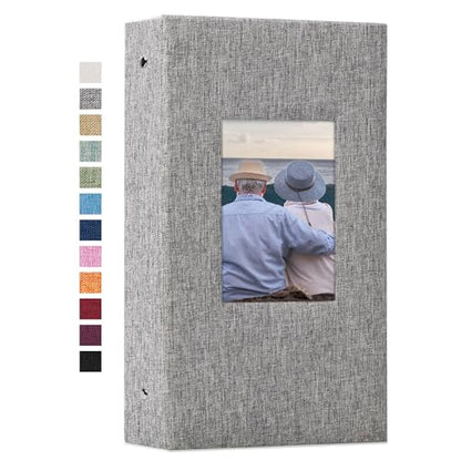 Vienrose 4x6 Photo Album,300 Pockets,Linen Cover with Window,Grey | Linen Hardcover, Slip In Photo Book, Family Memory Album, Travel Keepsake - color: Grey, size: 300 Pocket