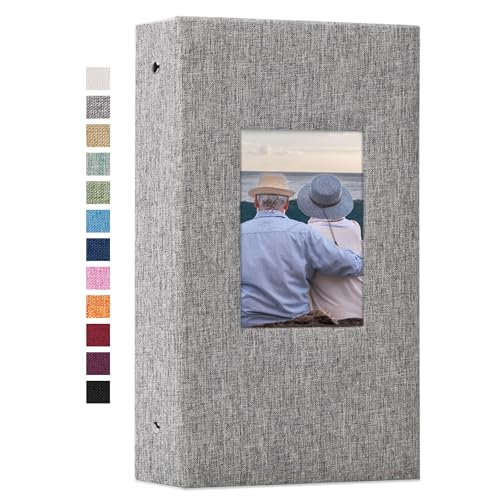 Vienrose 4x6 Photo Album,300 Pockets,Linen Cover with Window,Grey | Linen Hardcover, Slip In Photo Book, Family Memory Album, Travel Keepsake - color: Grey, size: 300 Pocket