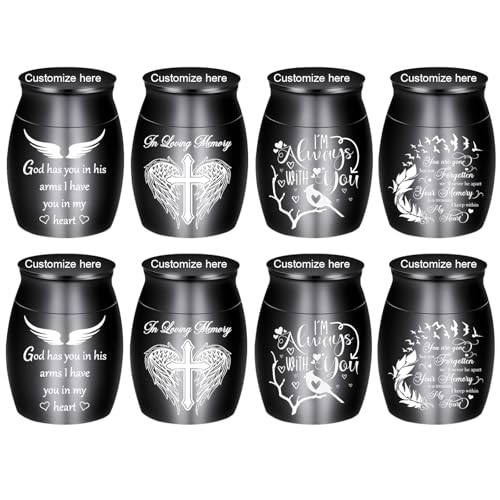 Color Small Urns for Ashes - Set of 8，Aluminium Mini Urns, Cremation Urns for Human/Pet Ashes, Ashes Holder, Small Keepsake urns-Memorial Urn (8Pcs- Black Customized) - color: 8pcs- Black Customized