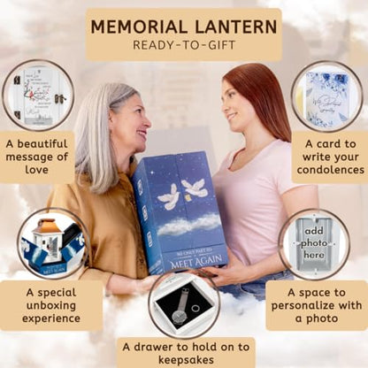 Memorial Lantern with Photo Frame & Keepsake Drawer | Sympathy Gifts for Loss of Loved One, Mom, Dad, Husband, Father | Bereavement Memorial Gifts | LED Candle with Timer | Grief Gifts by STILLWIND - color: Family Tree / Copper