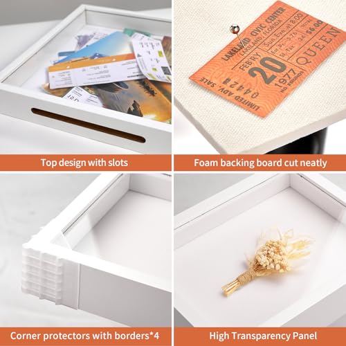Travel Adventure Archive Shadow Box Frame with Slot, 8x8in White - color: White, size: 8x8in