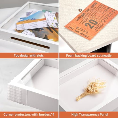 Travel Adventure Archive Shadow Box Frame with Slot, 8x8in White - color: White, size: 8x8in