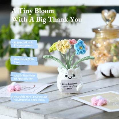 Forget-Me-Not Crochet Flower Potted Plant Gift - color: E-never Forget the Difference You Make