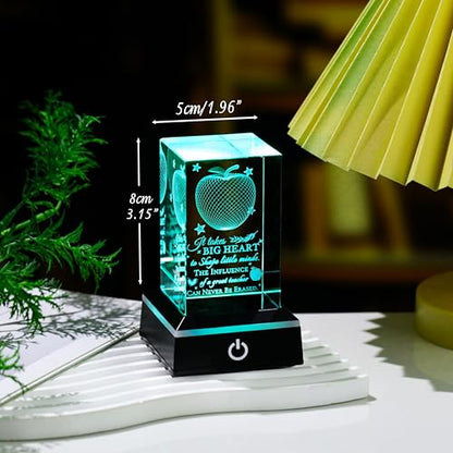 Teacher Appreciation Gifts for Women Men - 3D Crystal Engrave It takes a big heart with Base - Best Unique Christmas Retirement Thank You End of The Year Gifts for Teacher from Students - style: Teacher gifts-Big Heart