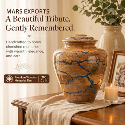 Handcrafted Decoarative Wooden Urns for Human Ashes Adult Male Female, Wooden Urn Box for Pets, Memorial Urn, Funeral Cremation Urn Jar Wooden - (Large 200 cu/in) - size: Large