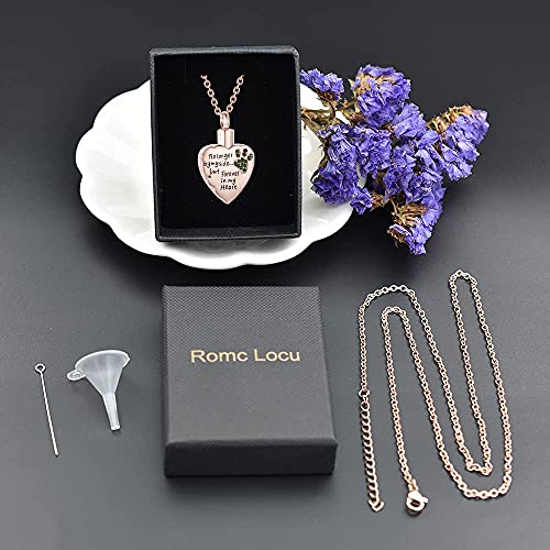 Fashion Pet Cremation Jewelry Stainess Steel Heart Keepsake Ashes Necklace Dog Cat Paw Memorial Urn Pendant - color: Rose Gold-Green