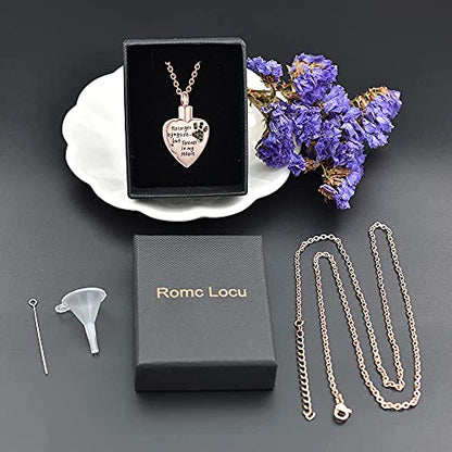 Fashion Pet Cremation Jewelry Stainess Steel Heart Keepsake Ashes Necklace Dog Cat Paw Memorial Urn Pendant - color: Rose Gold-Green