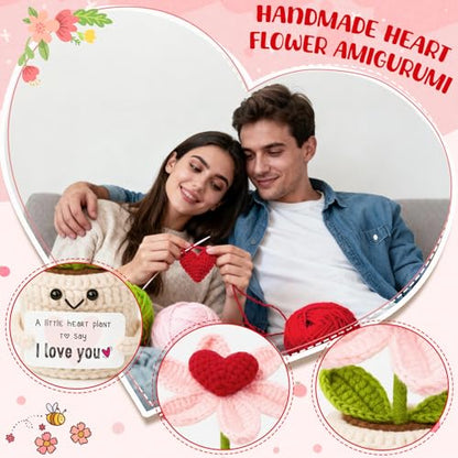 Gifts for Him Her Boyfriend Girlfriend - Crochet Flower with I Love You Message - Valentines , Engagement, Anniversary Wedding Birthday Gift for Wife, Husband, Couple, Fiancee-Father's Day Present - color: Love2