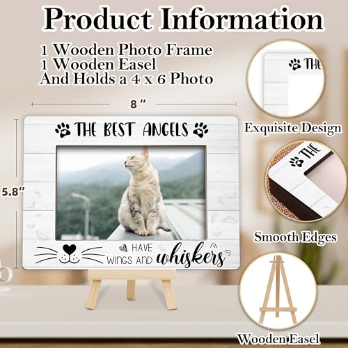 Memorial Gifts for Loss of Cat, Pet Memorial Gifts Wooden Photo Frame with Easel, 4x6 Cat Loss Sympathy Frame for Tabletop Display Photo Insert - G01 - style: Loss of Cat