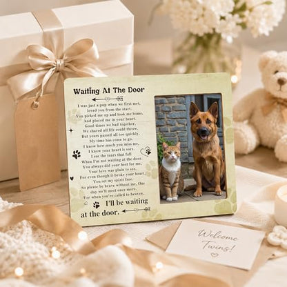 Pet Memorial Photo Frame - Waiting At The Door Dog Wooden Tabletop Picture Frame - Sympathy Memorial Gifts For Loss Of Dog Cat Owner - In Loving Memory Frame Favors -13