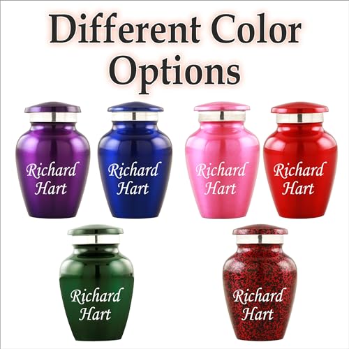 The Loving Memorial Small Keepsake Urns for Human Ashes Set of 4 - Mini Cremation Urns with Velvet Pouches and Gift Box - Pink Rose Engraved Sharing Memorial Urns