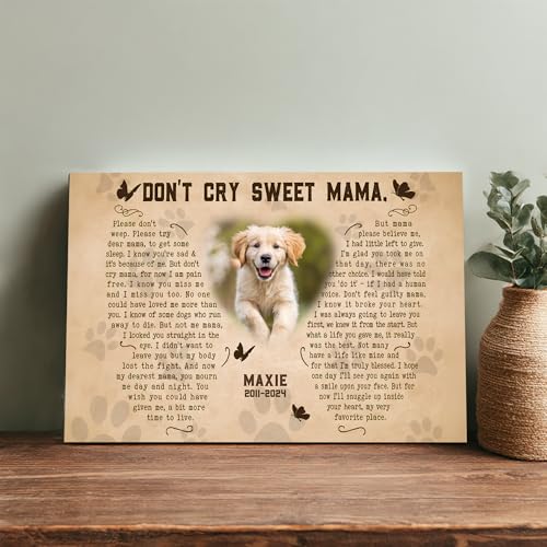 KiKiLuna Personalized Pet Dog or Cat Memorial Framed Canvas - color: Design 1