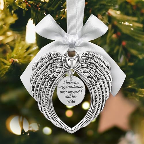Angel Wings Memorial Christmas Ornament for Holiday Decorations in Loving Memory of Loved One Gifts for Who Loss of Wife Sympathy Keepsake Charm - color: Wife