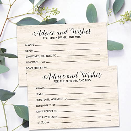 Advice and Wishes Cards for the New Mr and Mrs, Bride & Groom, Newlyweds, Wedding Advice Cards Perfect for Bridal Shower or Wedding, Wedding Guest Book Alternative, Pack of 50 4x6 Inch