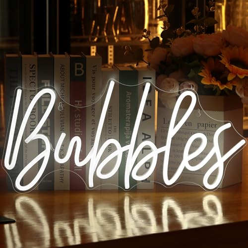 Bubbles Neon Signs for Wall Decor,LED Sign for Home Bedroom Decor,Neon Lights Signs for Wedding,Party,Happy Birthday,Christmas Yes To Champagne Wall LED Neon Signs Aesthetic Room Decor(17.3x8.3 inch) - style: Casual