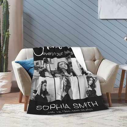 D-Story Personalized Memorial Throw Blanket with Photo, Custom Loss Blanket, Bereavement Gift - color: Design 21