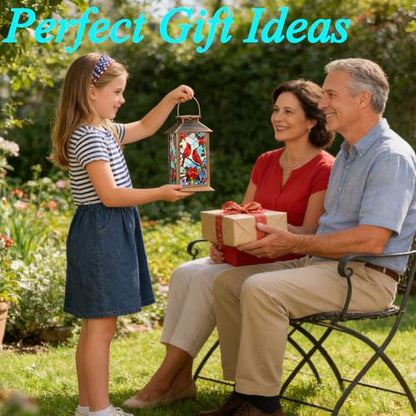 Solar Lanterns Outdoor Waterproof,Garden Decor Metal Hanging Decorative Solar Lights,Mothers Day Gifts,Birthday Gifts for Women Mom Grandma,Gardening Gifts for Yard,Patio, Lawn,Tabletop(Cardinal) - style: Style_ Red Bird