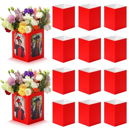 15 Pack Graduation Box Centerpieces for Table 6/7 In Photo Display - color: Red