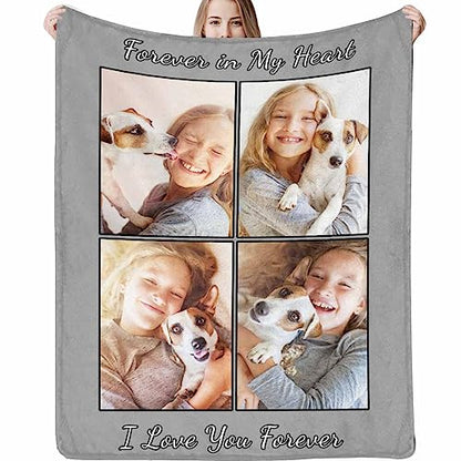 Custom Best Friend Blanket with Photo Collage I Love You Forever 4 Photos Personalized Friendship Blankets for BFF Sister Friends, Teen Girls Besties on Birthday Christmas - color: 4 Photo Collage