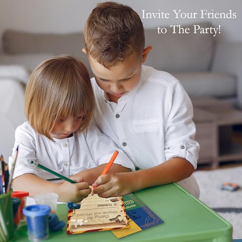 Magical Wizard Birthday Party Invitations with Envelopes for Boys 20 Pcs - color: Black Wizards