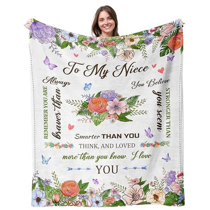Niece Gifts from Auntie/Uncle, Nieces Birthday Gifts, Unique Gift for Nieces from Aunt, Niece Blanket for Graduation/Birthday/Mothers Day, Cozy Warm Throw Blanket 60"X50" - color: Warmniece