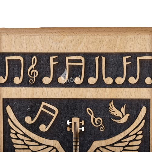Guitar Wings Wood Keepsake Urn for Human Ashes, 20 Cu in, Beechwood - color: Beechwood, size: Keepsake (20 lbs)