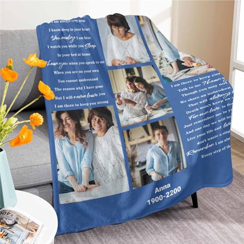 Custom Memorial Blanket with Photo - Sympathy Gift for Loss of Loved One - color: Style 18