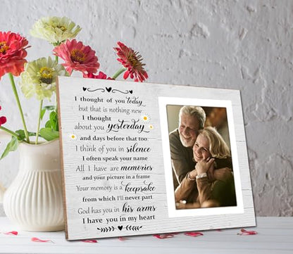 Memorial Gifts Picture Frame, Condolence Gifts Wooden Photo Frame, In Loving Memory of Mother, Father, Grandma,Memorial Frames for Loved One, I Thought of You Today12P048