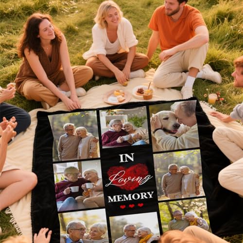 Personalized Photo Throw Blanket Custom Sympathy Throw Blanket Gift in Memory of Loss of Dad Mom Grandma Grandpa - color: Color 21