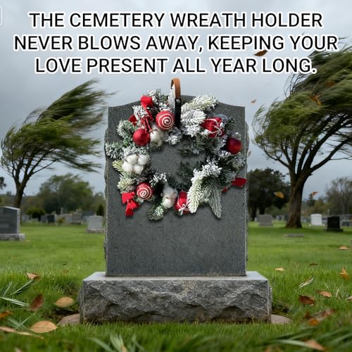 Christmas Grave Wreath Holder,Headstones Hanger,Adjustable 3-8" - 2 Pack - color: Black, size: 3 to 8 inches