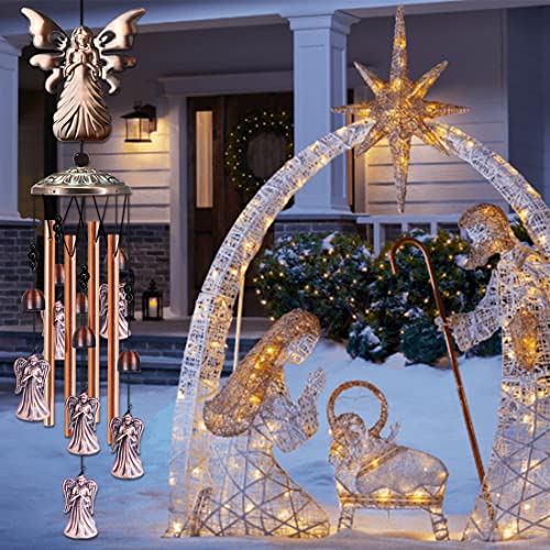 JUNQIU Angel Wind Chimes for Outside, Religious Wind Chimes, Angel Gifts