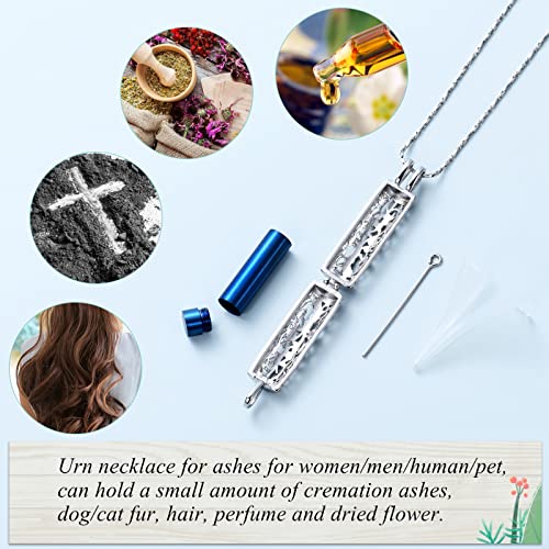 Imrsanl Cylinder Cremation Urn Necklace for Ashes of Loved One - color: Tree-Blue