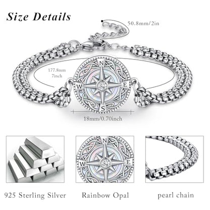 TUGHRA Ashes Bracelet for Women Urn Bracelet for Ashes 925 Sterling Silver Cremation Jewelry Memorial Gifts Keepsake Bracelet - style: Ashes Bracelet-coin-compass-white opal
