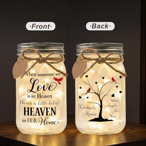 Jar Night Light, Glass Lamp, 5x3 Inch, Memorial Gift Cardinal - color: Cardinal Memorial