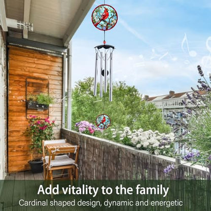 Wind Chimes for Outside 26" Cardinal Wind Chimes Outdoor Home Patio Garden Decor Windchimes Outdoors Gift Ideas for Women Mom Grandma Sisters