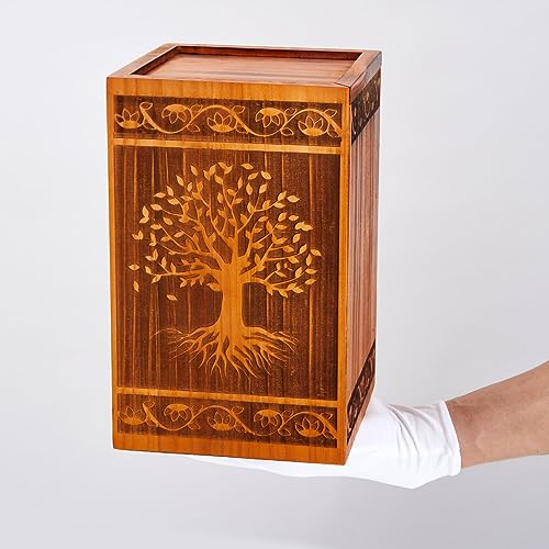 Large Wooden Cremation Urns for Human Ashes Adult Male Female - size: Large