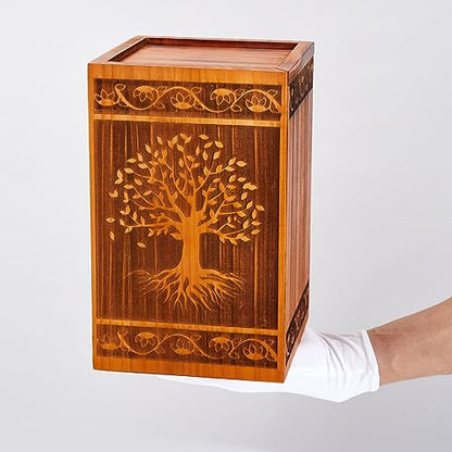 Large Wooden Cremation Urns for Human Ashes Adult Male Female - size: Large