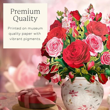 Freshcut Paper Blooming Roses 13 Inch Life-Sized 3D Pop Up Card – Anniversary, Valentine's Day, Mothers Day, Thank You, Gifts for Mom and Her – Includes Notecard and Envelope (Pack of 2) - color: Blooming Roses, size: Classic (Pack of 2)
