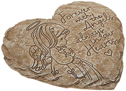 Precious Moments Garden Gifts 171459 Forever with The Angels, Always in Our Hearts Decorative Resin Angel Memorial Garden Stone, Gray, 8-inch Long by 7.25-in Wide - style: Angel