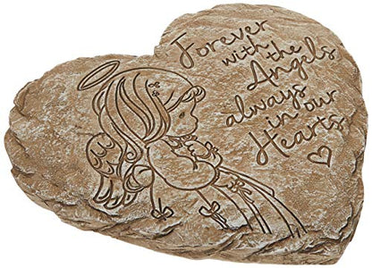 Precious Moments Garden Gifts 171459 Forever with The Angels, Always in Our Hearts Decorative Resin Angel Memorial Garden Stone, Gray, 8-inch Long by 7.25-in Wide - style: Angel