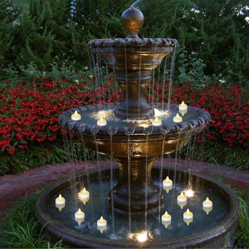 12 Pack Flameless Outdoor Waterproof LED Floating Tea Lights - color: Warm White-12Pack