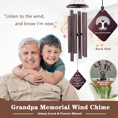 Sympathy Gifts for Loss of Grandfather, 32"" Memorial Wind Chimes for Loss of Grandpa, Loss of Grandpa Sympathy Gift, Condolence Gifts in Memory of a Loved Grandpa, Bronze - size: Grandpa