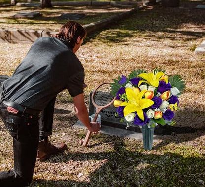 MUVIC Artificial Cemetery Flowers - Memorial Flowers - Outdoor Sympathy Grave Flower Decorations for Mothers Day,Fathers Day,Lily/Rose