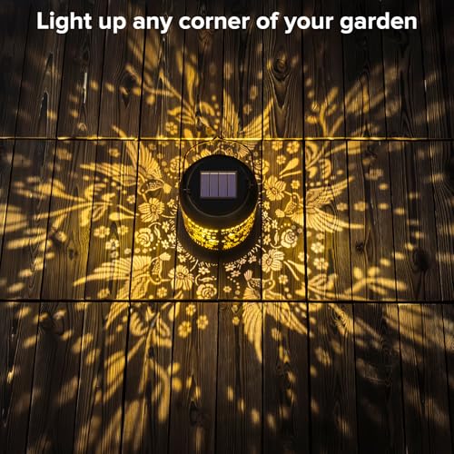 Solar Lanterns Outdoor Waterproof - Hummingbird Solar Lights for Garden, Hanging Metal Lantern Decor for Patio, Yard - Christmas Mothers Day Gifts for Women, Mom, Grandma (Hummingbird, 1) - style: Hummingbird
