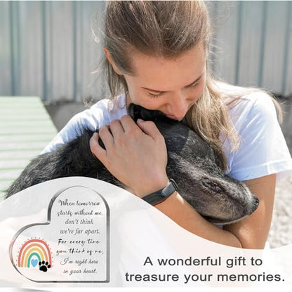 Pet Sympathy Gifts for Loss of Dog and Cat, Pet Bereavement Gifts, Pet Remembrance Gift, Pet Loss Gifts, Passing Away Gifts, Pet Footprint, Pet Sympathy Memorial Heart Shaped Acrylic Decor Sign - style: 008