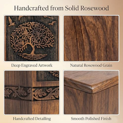 Wooden Cremation Urns Box for Human Ashes, Memorial Keepsake Boxes for Adults, Male/Female,Child, Pets Dog Cat Wood Burial Funeral Container (Peace Birds) Urn, Capacity (Large (180 lbs - 82 kg) - size: Large (180 lbs- 82 kg)