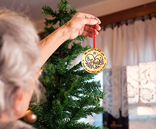 PETCEE Christmas in Heaven Ornaments - 3" Memorial Christmas Ornament We Will Hold You in Our Hearts Until We Can Hold You in Heaven Hanging Xmas Trees Ornaments Decorations Sympathy Gifts
