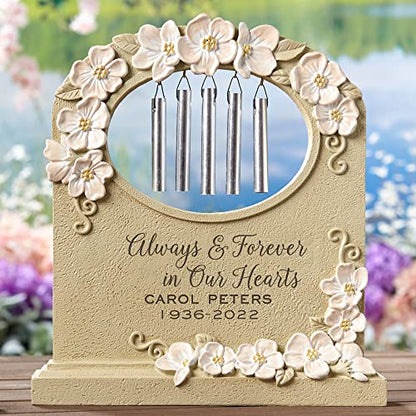 Let's Make Memories Personalized Tabletop Memorial Chime - Sympathy - Condolences - Made of Resin - Flower-Accented - Always & Forever - style: Always & Forever