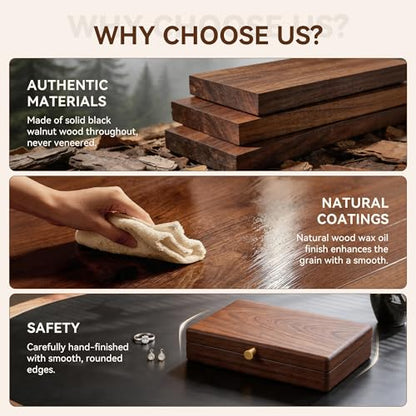 Black Walnut Wooden Jewelry Box, Velvet Lined Necklace Organizer for Women - color: 1 Layer